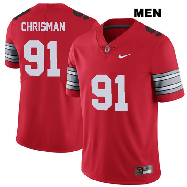 Ohio State Buckeyes Men's Drue Chrisman #91 Red Authentic Nike 2018 Spring Game College NCAA Stitched Football Jersey GT19M23BZ